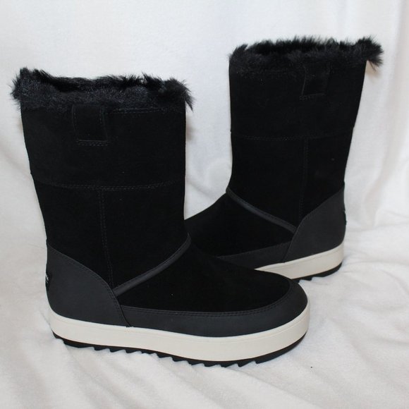 NIB UGG KOOLABURRA WOMEN'S TALL SUEDE FUR‎ BOOTS BLACK - Picture 1 of 8